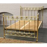 A brass and iron double bed frame.