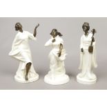 Three Minton porcelain and bronze figures to include sea breezes, geisha and Grecian dancer.