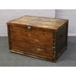 A large pine blanket / storage box with painted interior.