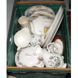 A box of miscellaneous ceramics and Staffordshire dinner wares etc.