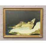 A gilt framed oilograph the sleep by G. Salmoiraghi from the Maestri Della Tavolozza collection,