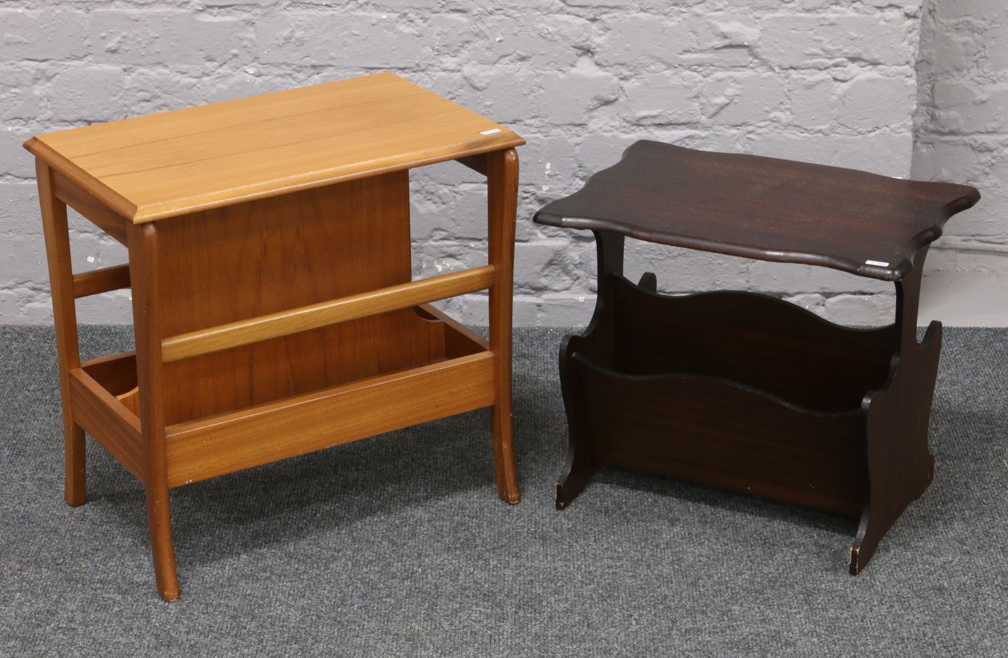 Two occasional tables with magazine storage.