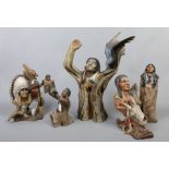 Five composite driftwood American Indian figures to include limited edition examples.