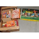 A box of vintage board games including Wembley, Bug, Sorry, Housey - House etc, along with a