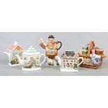 A collection of Ringtons novelty teapots to include Maurice delivery man teapot, money basket teapot