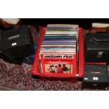 A box of LP records to include pop, classical and easy listening, along with six empty single record