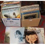 Two boxes of LP records to include Rod Stewart, Diana Ross, Jackson Five, Cher etc.
