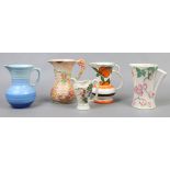 Five ceramic jugs to include Arthur Wood, Shelley, Wade and Mailing.