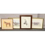 Four framed horse racing prints to include limited edition A. J. Gadd Desert Orchid, Neil
