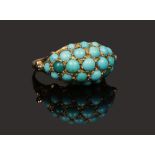 A 9ct gold pave set turquoise dress ring, assayed London 1959, size Q.