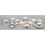 A collection of bone china to include early 19th century commemorative ware, Arthur Wood tea pot,