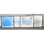Four framed Raoul Dufy French landscape prints.