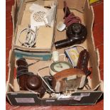 A box of Bakelite items to include Morphy Richards hair dryer, Supreme hair dryer, soldering iron