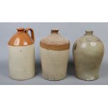 Three large stoneware flagons to include two for Sheffield companies Mower & Co. and Greaves & Co.