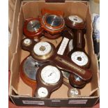 A box of wall hanging barometers to include Change, Weathermaster, Staiger etc.