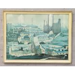 A framed L. S. Lowry print, industrial landscape.
