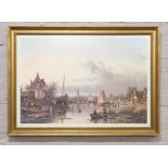 A large gilt framed print 'The Quiet Evening Hour' signed J. F. Spohler.