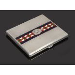 A silver & enamel Scottish Kings Borderers cigarette case, assayed Birmingham by Goldsmiths & Silver