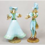 Toffolo Salviati Fratelli Toso Murano large pair of glass figures, lady and gentleman, largest