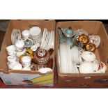 Two boxes of miscellaneous to include QEII Cunard Ridgway Steelite dishes, Paragon ceramics, Clarice