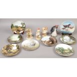 A group lot to include Royal Doulton and Royal Worcester collectors plates, Lucie Attwell figures,