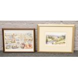 Two framed prints, a gilt framed limited print of Chatsworth House by Peter Annable, along with a