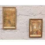 Two 19th century framed watercolours one depicting The Old South Porch St Mary's, the other an