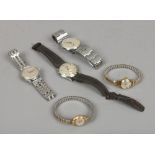 A collection of five manual wristwatches to include Rotary, Roamer etc.