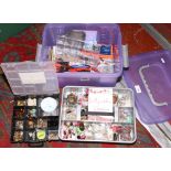 A carry box of jewellery repairs to include jewellery making tools and accessories.