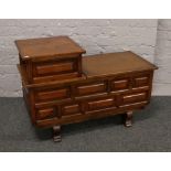 A panelled hardwood telephone table with under seat storage.