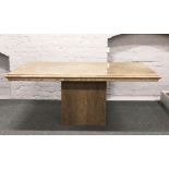 An Italian designer reconstituted marble rectangular centre pedestal dining table 106cm wide 179cm