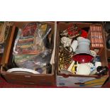 Two boxes of miscellaneous to include silver plate, candelabra, framed prints, ceramics etc.