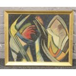 A gilt framed G. Borgsson abstract oil on board painting.
