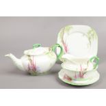 A Royal Albert 'foxglove' part bachelors tea set including teapot and cover, milk jug, sugar bowl