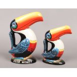 Two Guinness ceramic advertising collectables both formed as toucans, one a money box, the other a