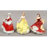 Three Royal Doulton figures from the Pretty Ladies collection Winter HN5314 Summer HN5322 and