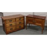 A Victorian chest of four drawers and a Victorian inlaid wash stand.