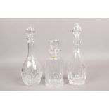 Three cut glass decanters on marked Royal Brierley.