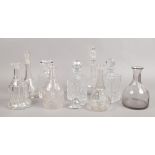 A collection of nine glass decanters, mostly cut glass examplesCondition report intended as a