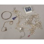 A quantity of good quality silver jewellery including necklaces, hardstone set pendants, earrings