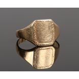 A gent's gold signet ring, partial hallmarks (4.45g)