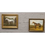 Two gilt framed oil on canvas studies of horses, both signed S. Stockton 1988, 39cm x 49cm.