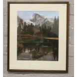 A framed photographic print view of El Capitan Yosemite National Park, 42.5cm x 36cm.