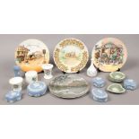 A collection of mixed ceramics to include Wedgwood jasperware, Royal Doulton cabinet plates etc.