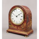 An early 20th century chinoiserie 8 day mantle clock by Mappin & Webb the case decorated red and
