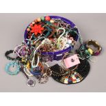 A box of costume jewellery to include bangles, beads, bracelets, watches etc.