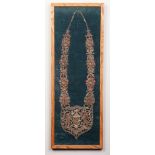 A 19th century Indian gilt thread embroidered applique / chain of office. Ornamented with sequins,