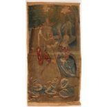 A Fragment of 18th century French Aubusson tapestry, 137cm x 80cm.Condition report intended as a