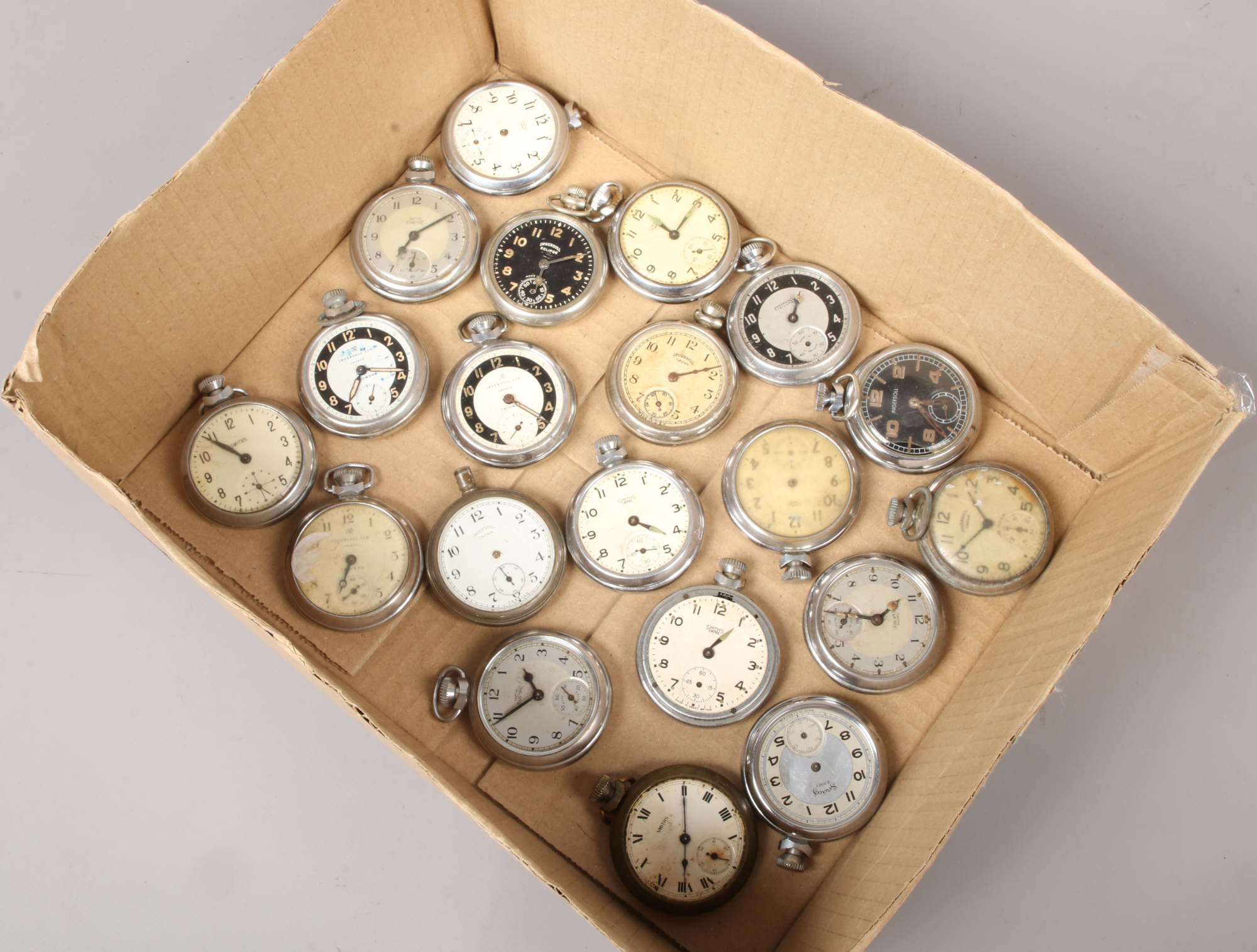 A collection of mid 20th century Smiths and Ingersoll pocket watches.