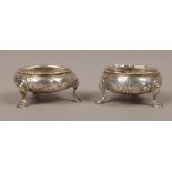 A matched pair of George III silver salt cellars, assayed London 1767 and 1770, total weight 86